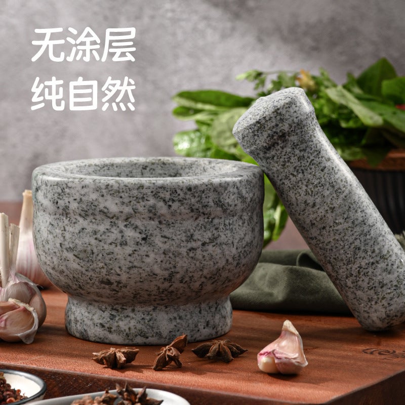 Household Garlic Mortar And Pestle Natural Stone Grinding Jar For Grinding Garlic Paste Original Stone Grinding Garlic Press Stone Mortar - Image 3